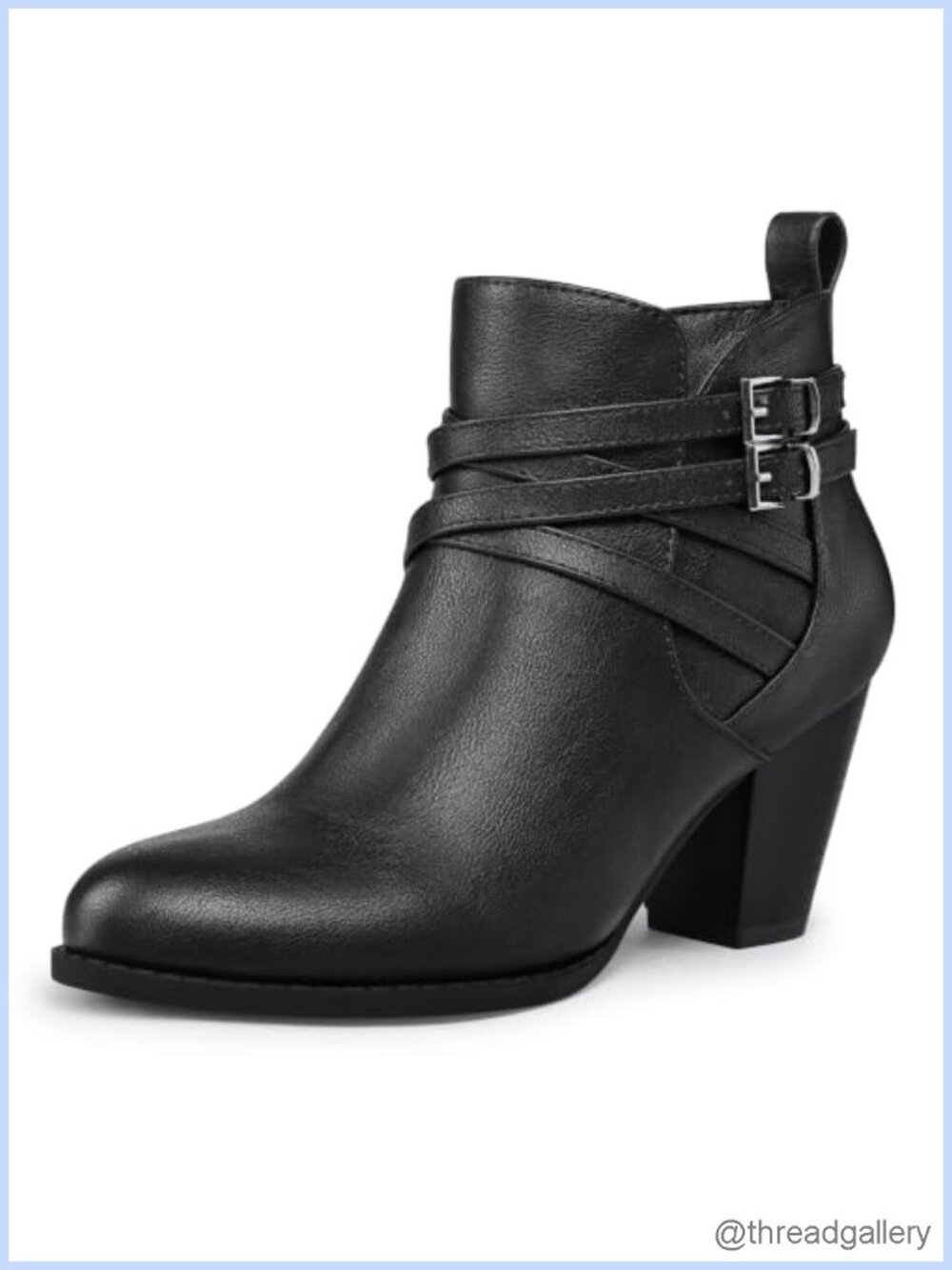 Women's Ankle Boots Chunky Block Heel Round Toe Side Zipper Booties
